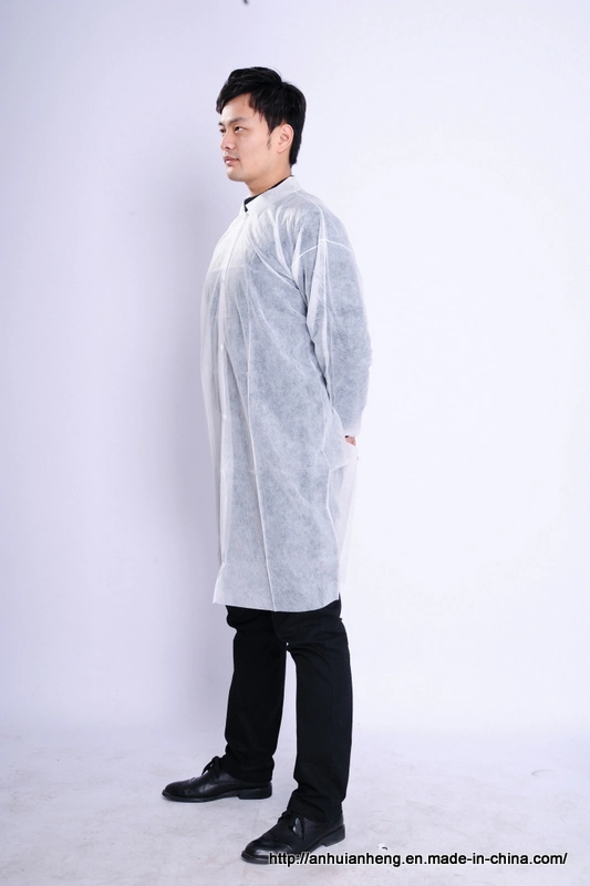 cleaning Disposable Lab Coats for Adult 10 Pack, Large, 2 Pockets, with Knitted Collar and Cuffs