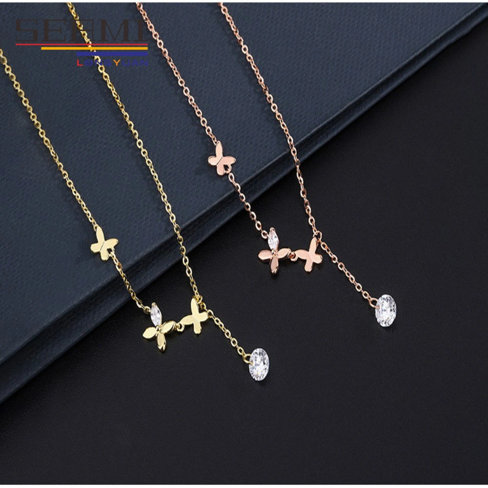 Hot Sale Fashion S999 Silver Necklace Butterfly Tassel Pendant Jewelry