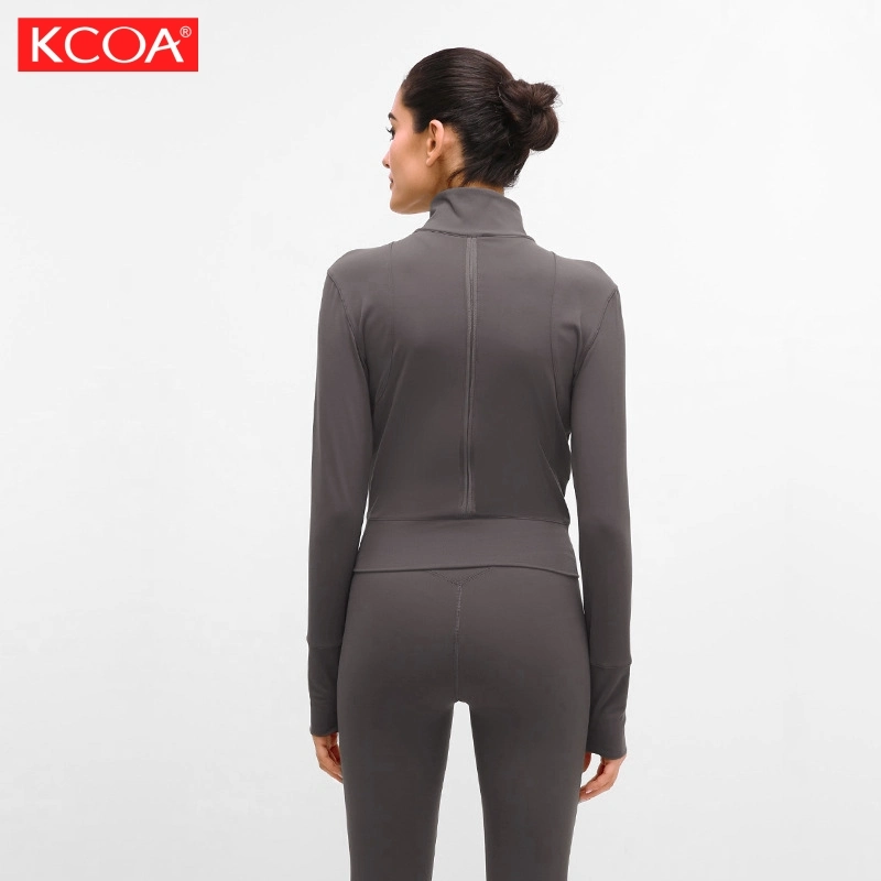 Hot Selling Women Fancy Plain Long Sports Nylon Spandex Jacket