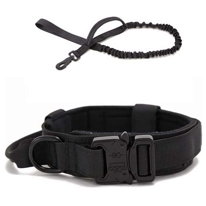 Militär Stil Sercive Armee Stil Nylon K9 Tactical Dog Bark Halsbänder Individuell Einstellbare Tierringe Personalisierte Plastikschnalle