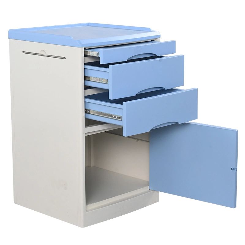 [PS-G01A] Bedside Plastic or Steel Cabinets with Table and Drawers on Casters for Medical and Paitent Use as Hospital Equipment or Furniture