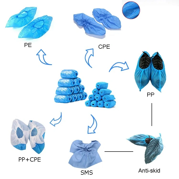 Anti Skid Disposable Non Woven Thickened Full Elastic Printing Shoe Cover