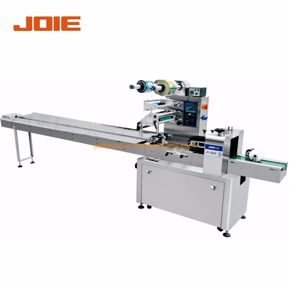 Jy-320 Three Servo Flow Wrapper Packing Machine Down Roll for Doughnut/Donut Packing