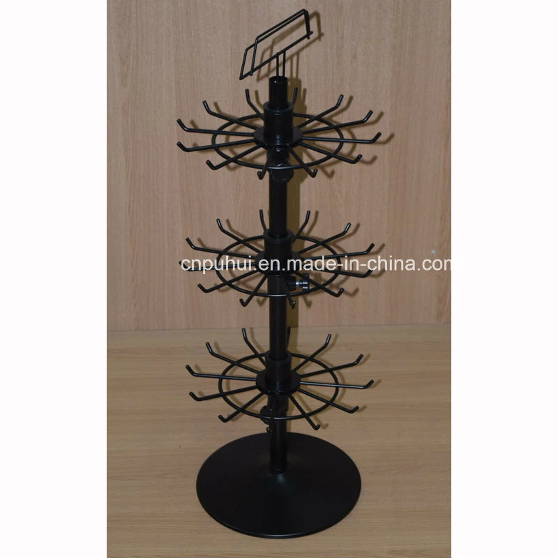 Metal Wire Rotating Hooks Counter Display Stand for Hanging Cables (PHY1009)