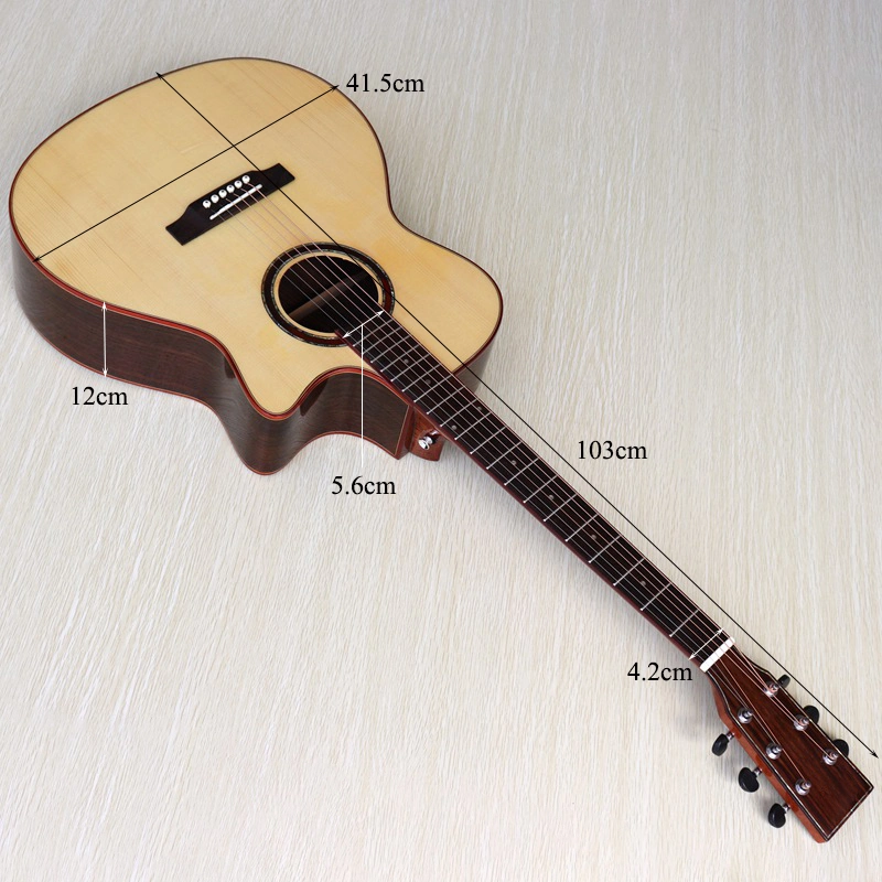 6 Strings natürliche Farbe Hochglanz Finish 20f Cutaway Design Folk-Gitarre