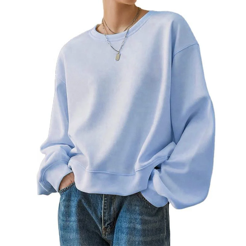 Spring and Autumn Womens Loose Drop Shoulder Sweatshirts Long Sleeve Crewneck Pullover Sweaters for Women