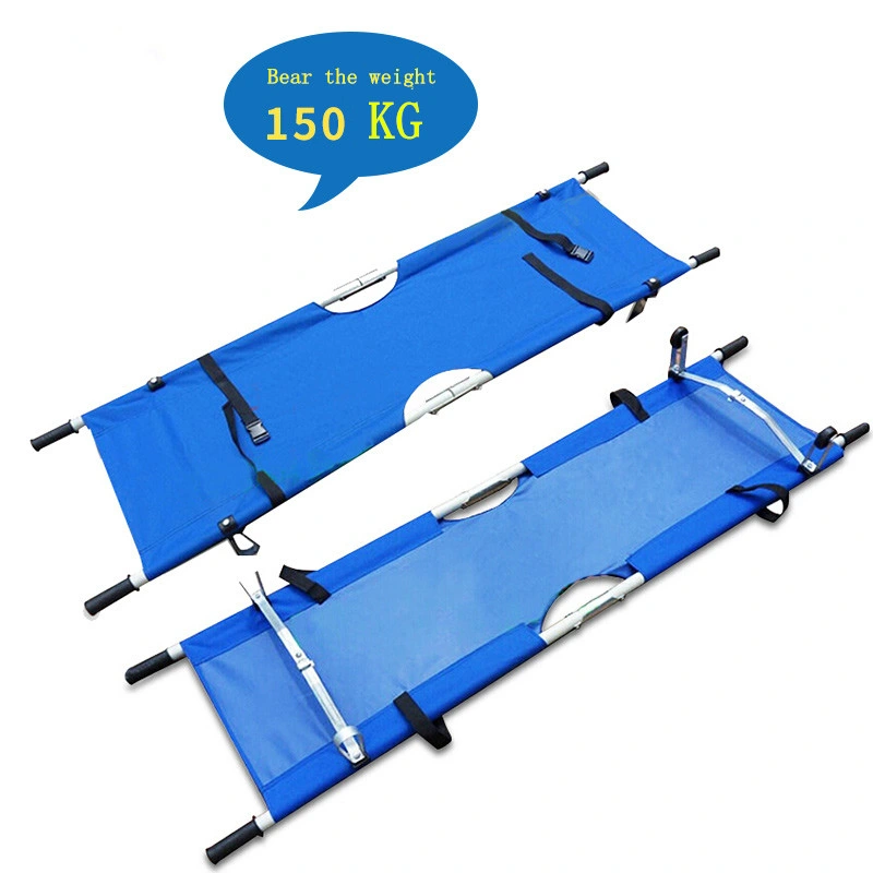 Aluminium Alloy Frame Stretcher for Hospitals Two Parts Folding Canvas Medical Stretcher