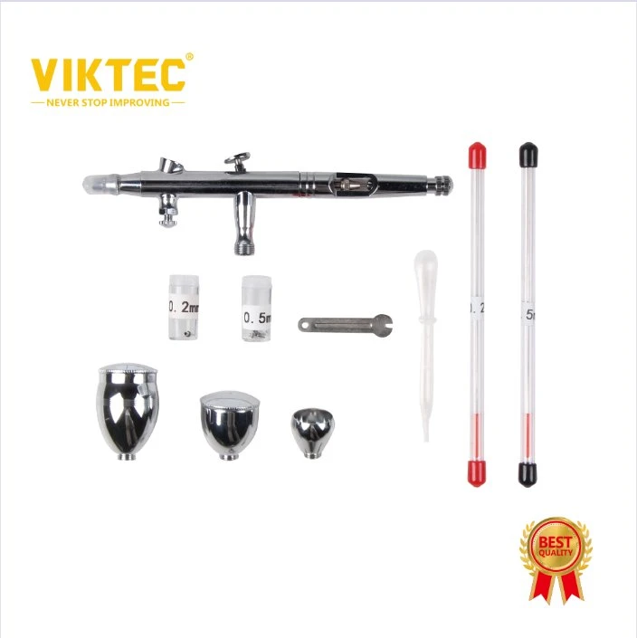 Viktec 2cc, 7cc, 13cc Spray Gun Kit Trigger Spray Gun Dual-Action Airbrush für Kunst, Handwerk, Modellfarbe, Kuchen Dekorieren, Tattoos