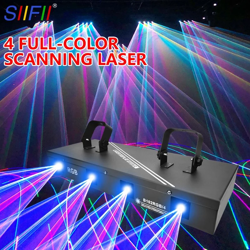 Günstige Preis Disco Bühnenbeleuchtung 4 Köpfe RGB Full Color Laserlicht für Stage DJ Bar