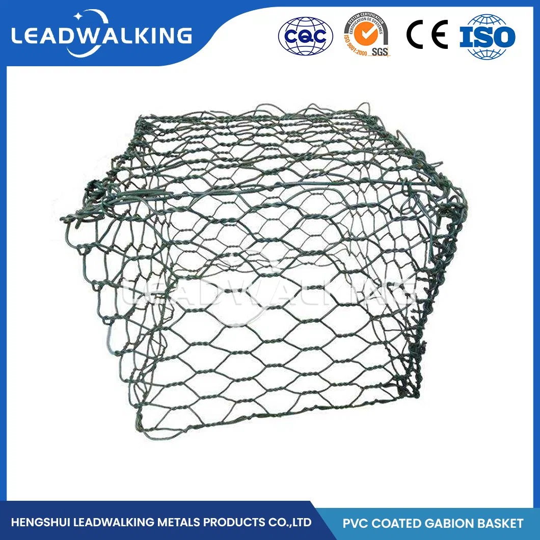 Leadwalking 4.0*1.0*0.5 Size Gabion Cage Box Factory Ios 9001 PVC Coated Hexagonal Wire Mesh China 80X120mm Mesh PE Gabion Net