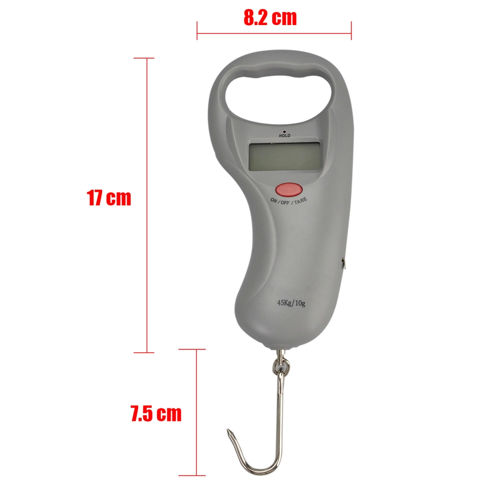 45kg/10g Fishing Equipment Hanging Luggage Weighing Scale with 1m Tape Measure Multi-Function Portable