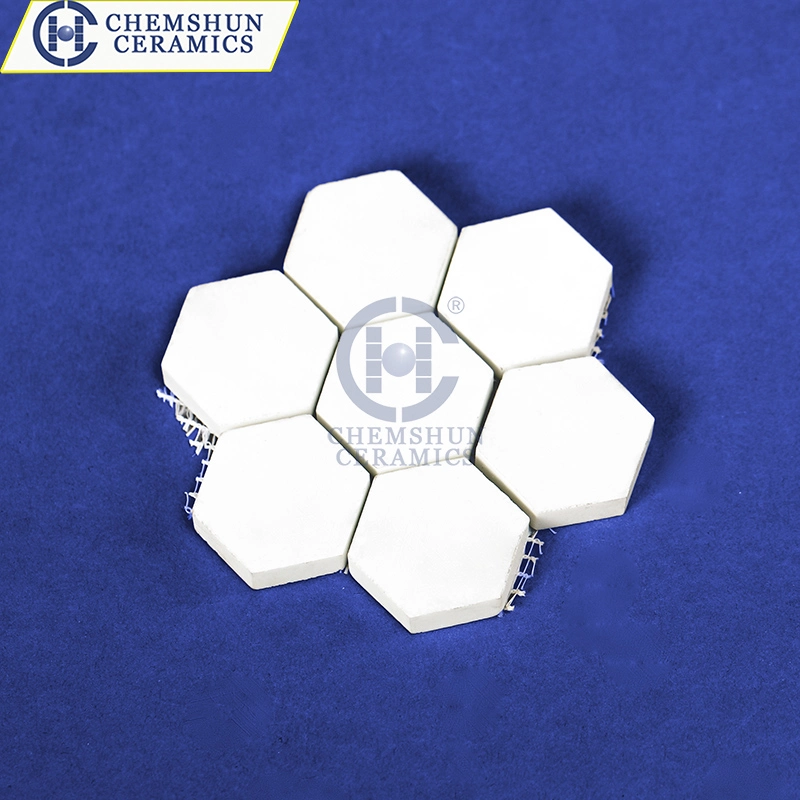 El desgaste de cerámica de alúmina Hexagon Mat/Mosaico revestimiento de cerámica de alúmina hexagonal
