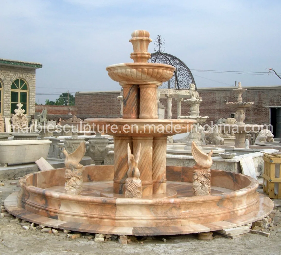 Exquisite Style Hand Carved Outdoor Stone Marble Water Fountain (SYF-025)