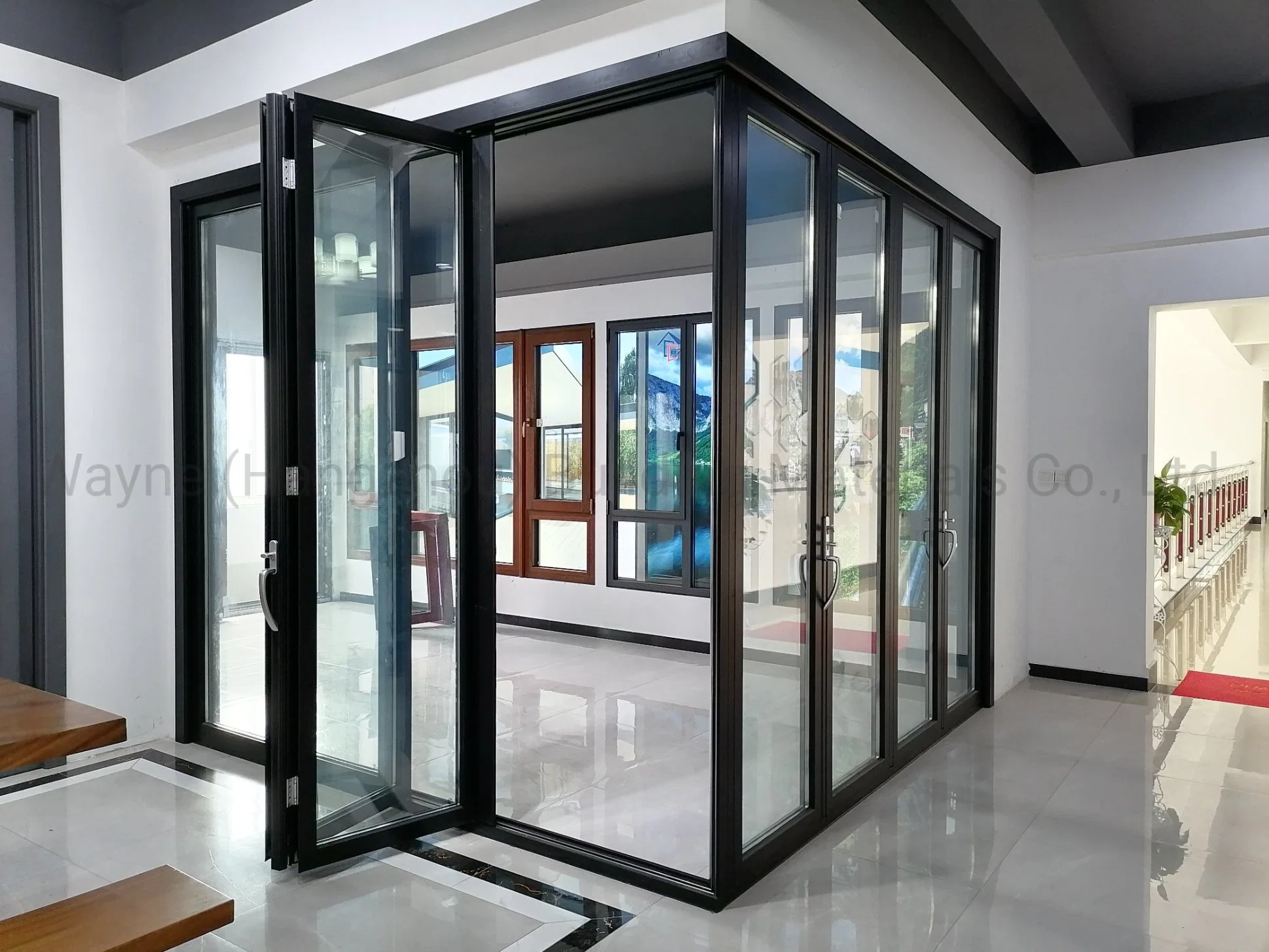 La Chine prix d'usine 68 rupture thermique de la série Solarium Bi porte en verre de pliage en aluminium