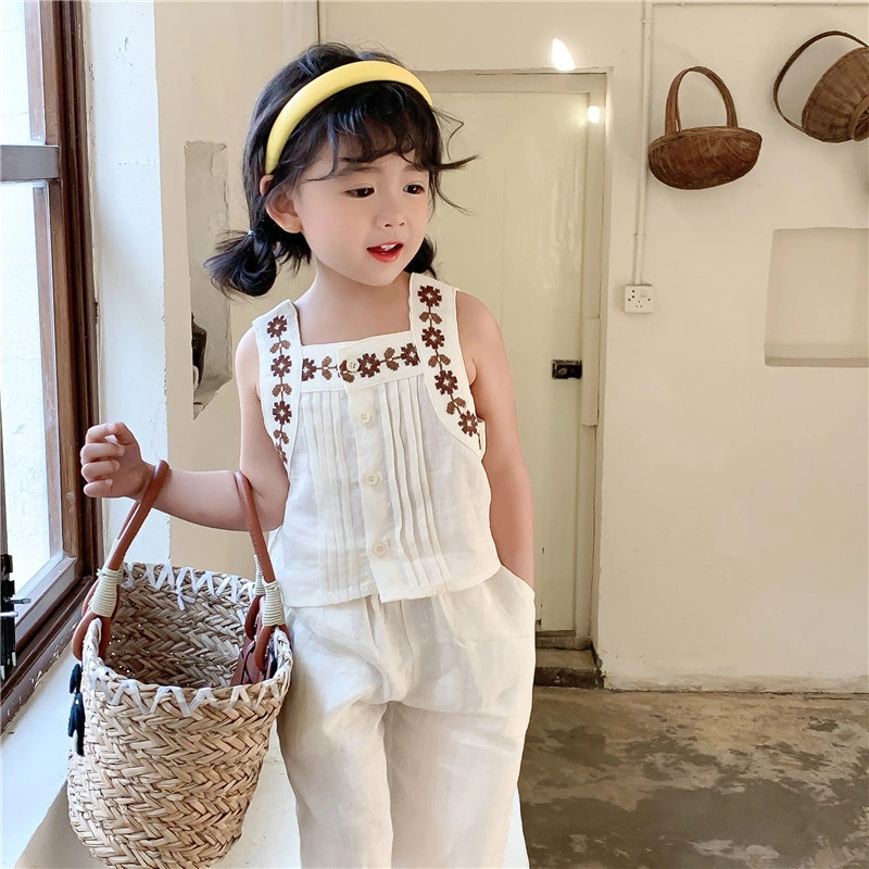 Wholesale Kids Summer Korean Cotton 2 PCS Top and Pants Girl Clothes for Toddlers Little Girls Clothing Sets Outfit