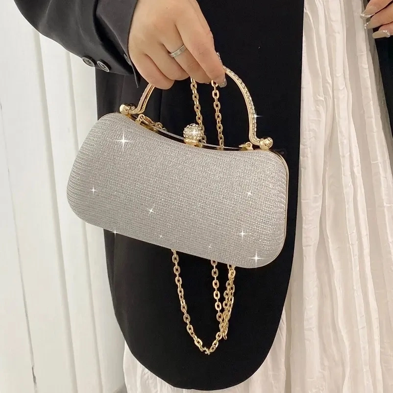 New Fashion Glitter Rhinestone Women's Clutch Bags Versatile with Chain Wedding Evening Bags Handbag