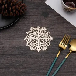 OEM Factory Custom Design Logo Snowflake Hollow PVC Bronzing Coaster Table Mat