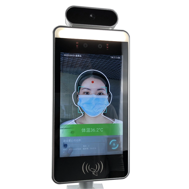 8 Zoll Touchscreen-Monitor mit Infrarotscanner für binokulare Kameras Berührungsloses Thermometer mit drahtloser Gesichtserkennung und Maske PC
