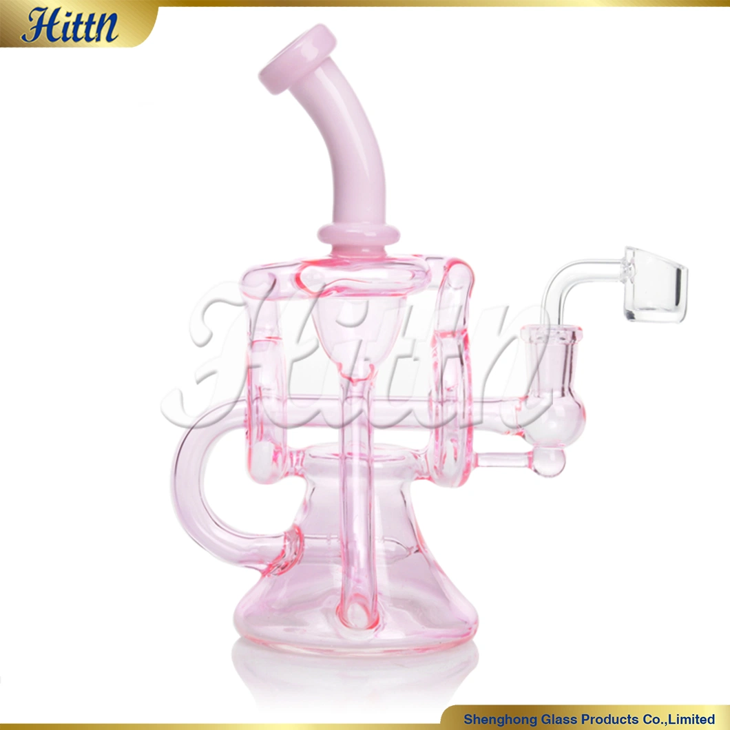 Wholesaler 8.7 Inches One Hitter Oil DAB Rig Recycler Shisha Hookah Tobacco Glass Recycling Water Pipes