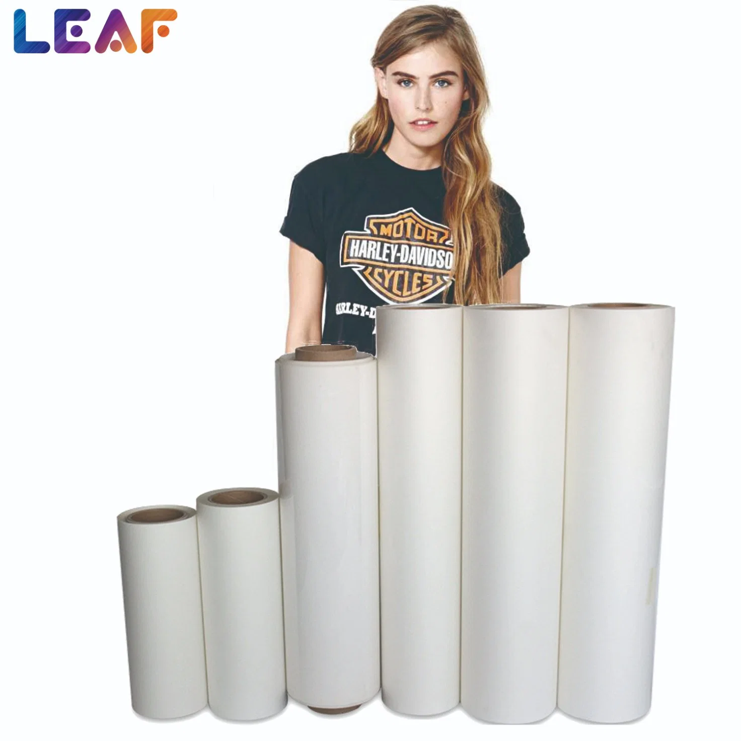 LEAF hot peel double side heat transfer Dtf printing film 60cm 30cm 33 cm A3 pet film roll for T shirt Printer