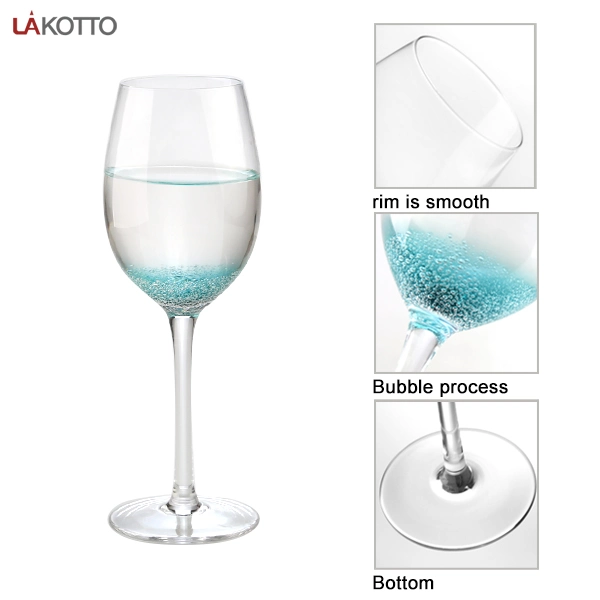 Alimentación de los fabricantes de vino en el hogar utensilios de cocina Hot Spot la venta de cristal con burbujas azul 340ml vaso de vino de cristal