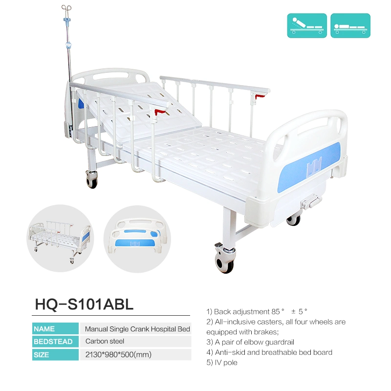 Hq-S101abl One Crank Manual Fowler Clinic Healthcare Nursing Medical Care Hospital Bed