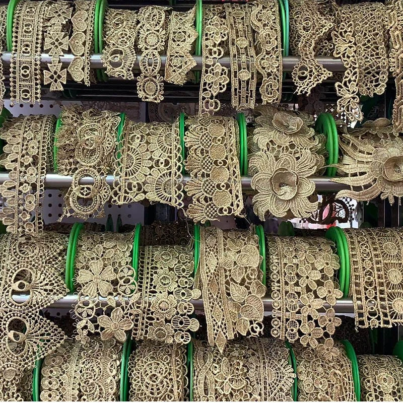 2022 3D de l'Afrique Golden dentelle Guipure Fabricant broderie dentelle fantaisie les moulures décoratives