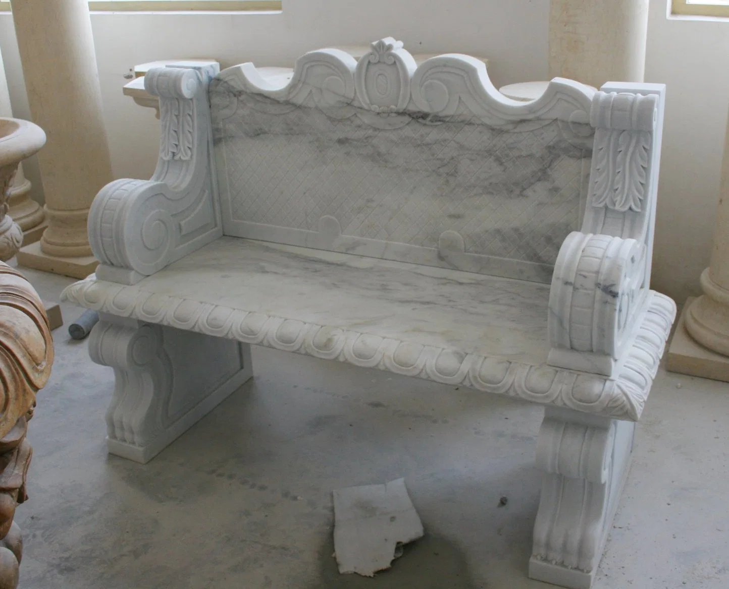 Antique Stone Marble Garden Bench for Park Decoration (SYMB-018)