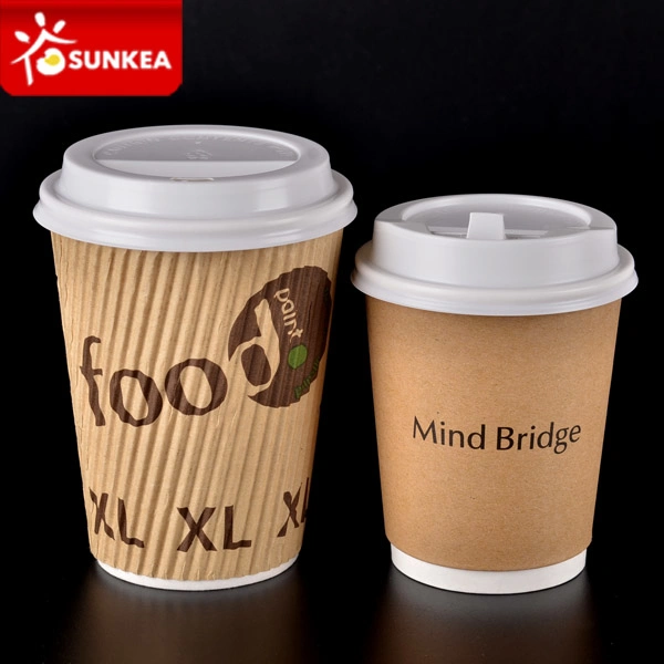 Sunkea Custom Logo Printed High quality/High cost performance Double Single Wall Disposable Hot Coffee Paper Cup Party Favors Beverage Support