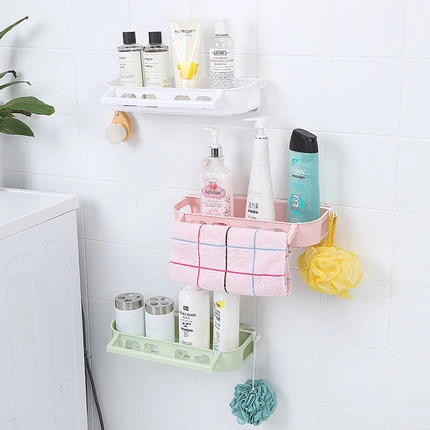 3-Tier Strong Plastic No Drilling Wall Shower Shelves Floating Shelf