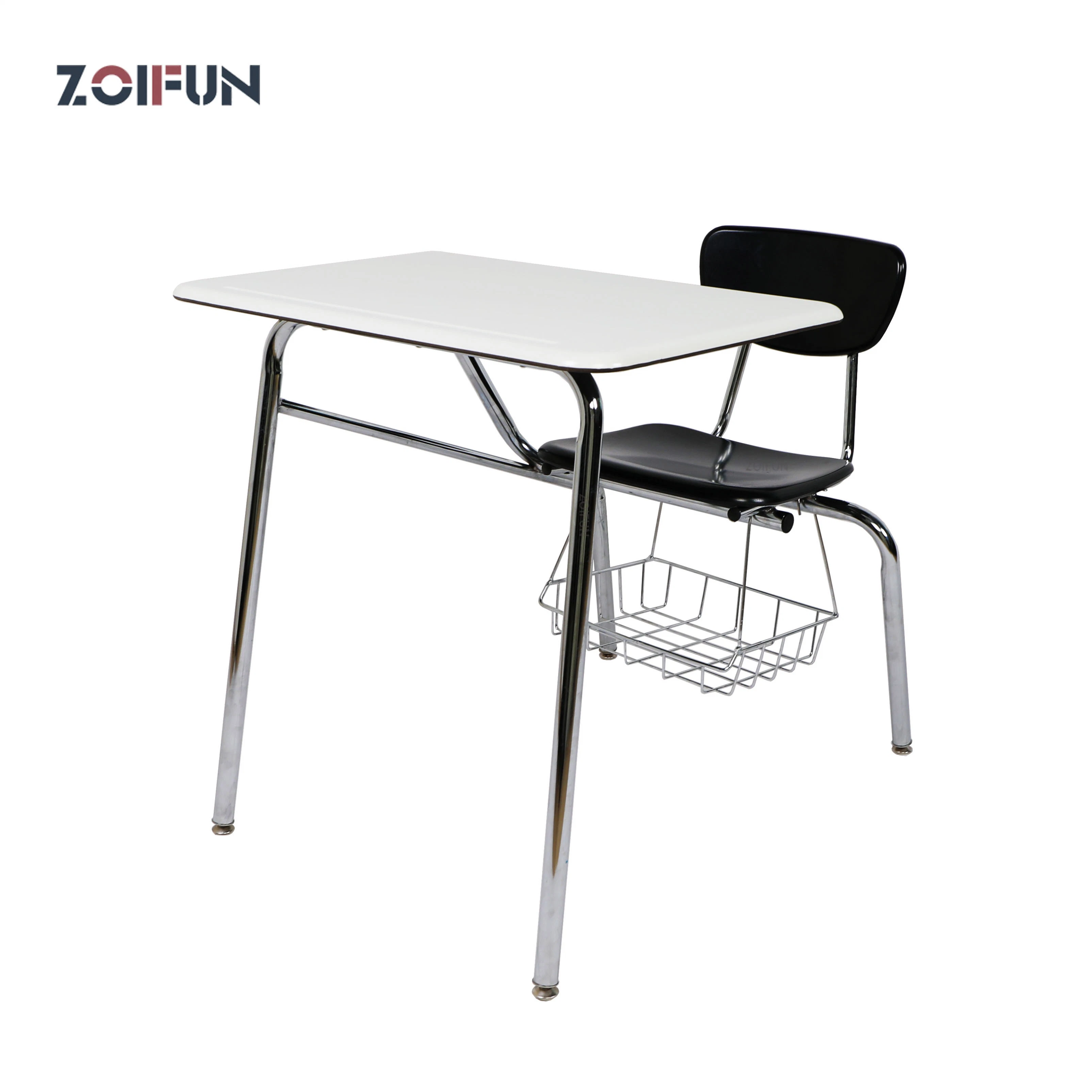 Mobilier scolaire moderne Ensemble de table et de chaise en plastique dur pour les étudiants du lycée qui étudient.