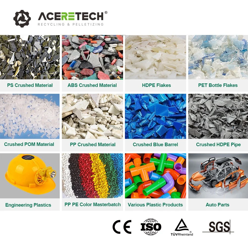 Aceretech Reciclaje de plástico Equipo de Reciclaje de botellas para Pet para rueda de plástico Re-Pelletizado de material