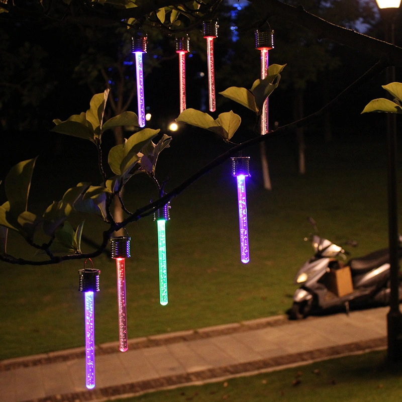 Luces Colgantes de tubo de colores Iluminación LED solar burbuja acrílica Lámpara de patio