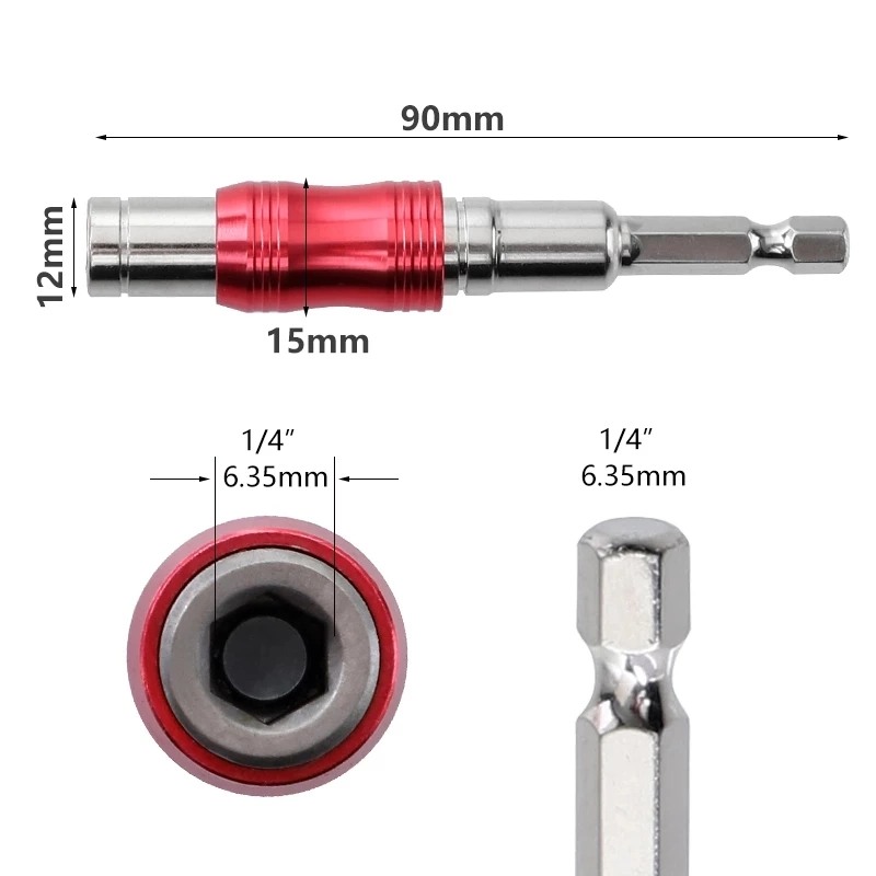 Multi-Angle Bit Extension Rod Adapter Strong Magnetic Electric Screwdriver Hexagon Handle 6.35mm Quick Release Self-Locking Extension Rod