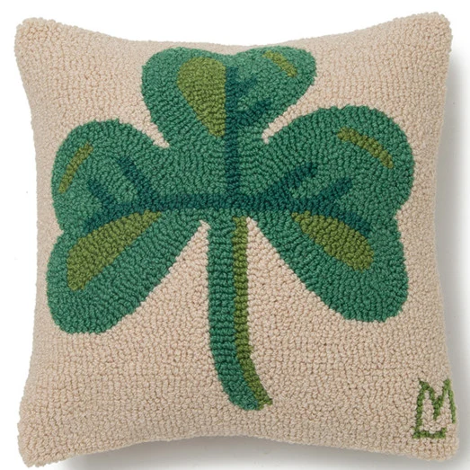 Carpet Embroidery Needle Point Tufting Four Clovers Green Leaf Pillow 45X45cm 30X50cm Sham Cushion