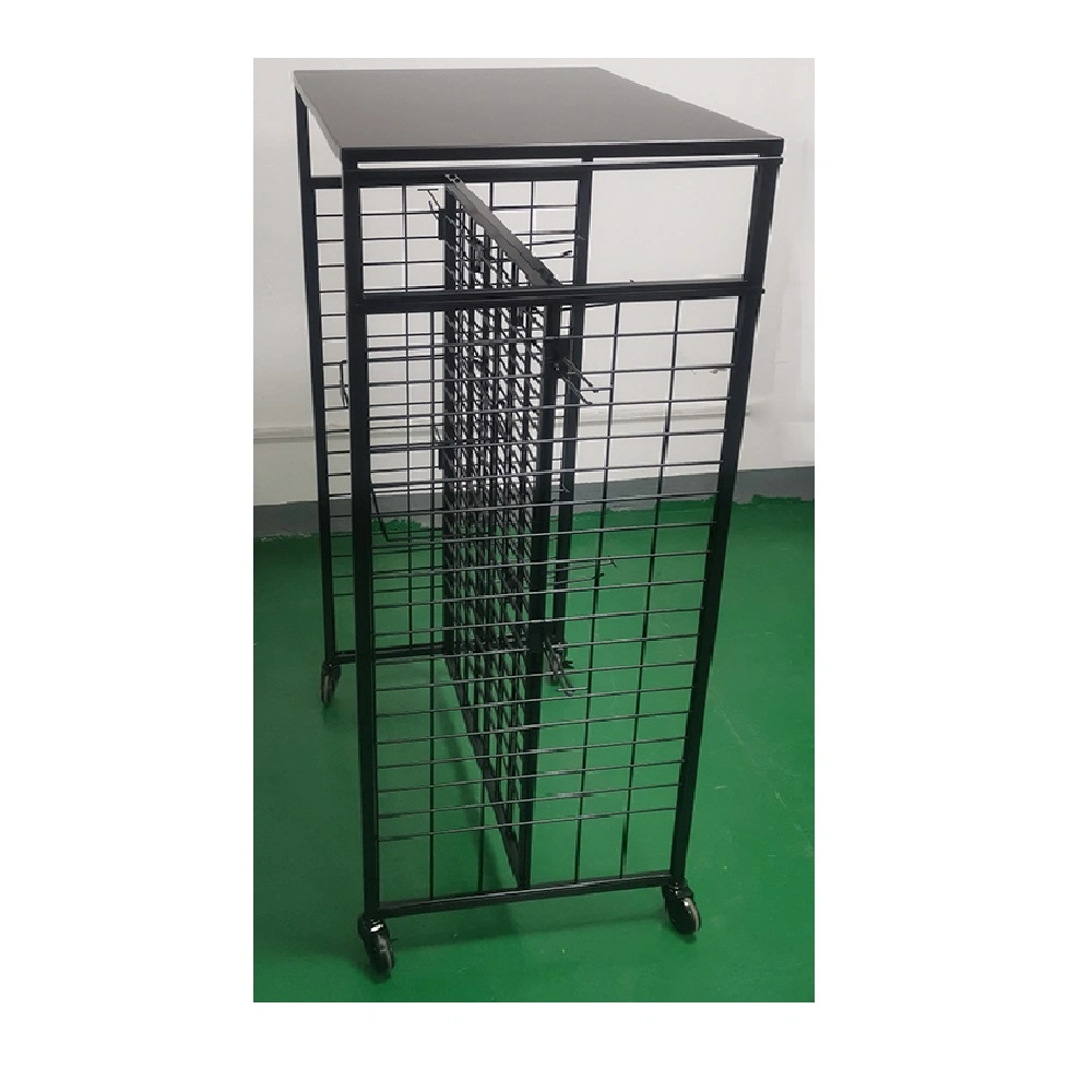 Customized Black Hook Wire Mesh Frame Store Fixture Display Rack Exhibition