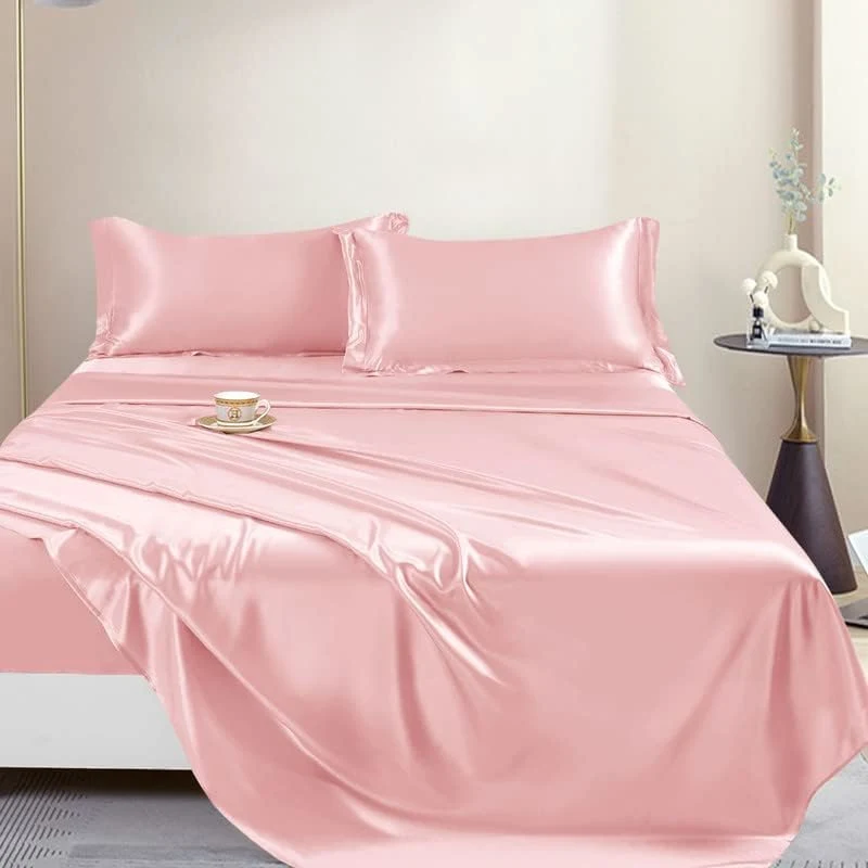 Home Textile Silk Fabric Bedding Duvet Quilt Comforter Sets Bedsheets Silk Pillowcase Bedding Set