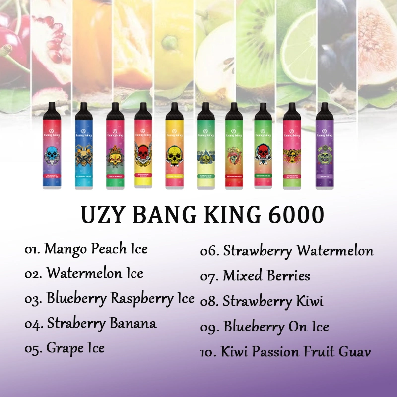 Super Quality Uzy Bang King 6000 Puff Disposable/Chargeable Vape 10 Flavors 650 mAh Tpye C Rechargeable 14ml Bang King 6K Puffs