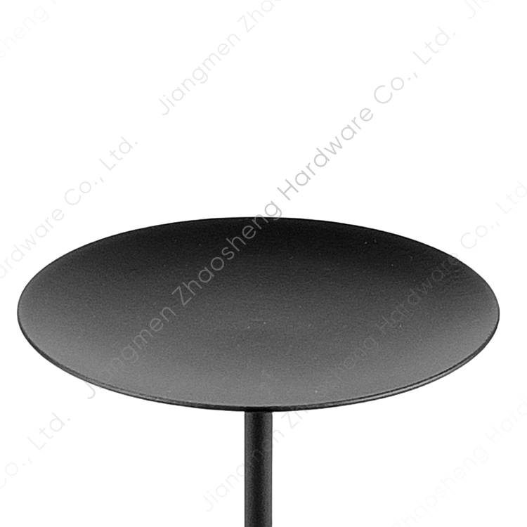 Tabletop Black Metal Decorative Pillar Candle Stick Plate Dish Stand Candle Holder Centerpiece for Wedding LED Wax Candles