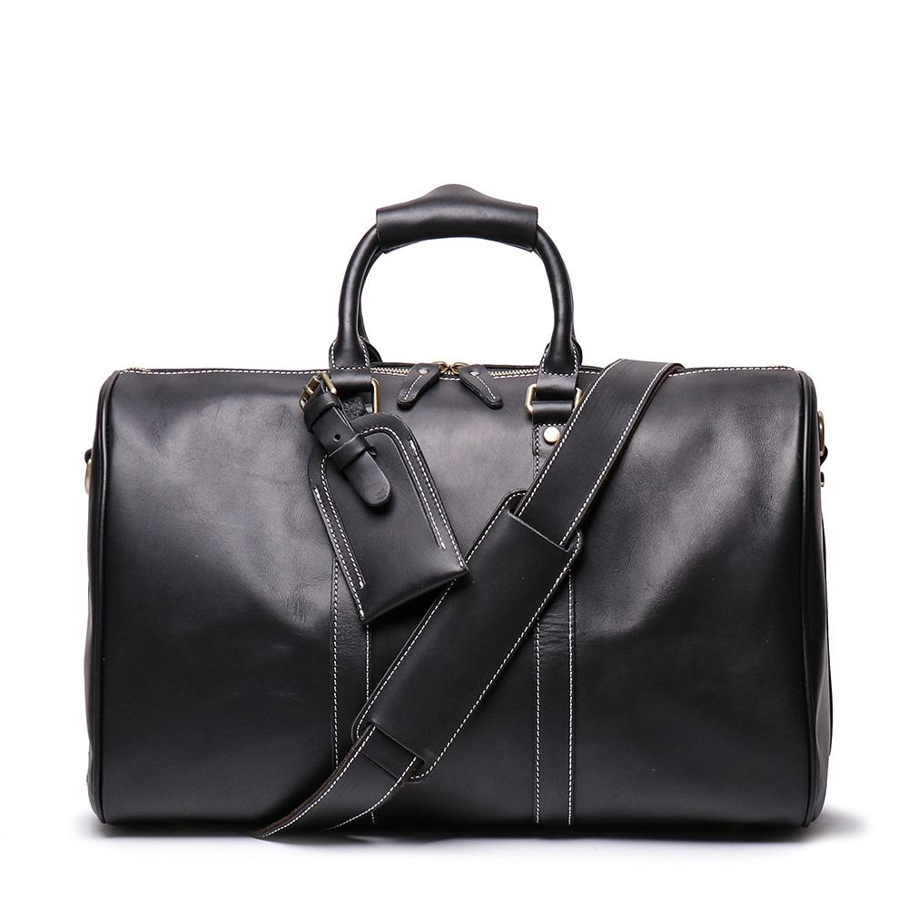 Men Vintage Luggage Bag Genuine Leather Gym Duffle Bag Large Capacity Tote Bag Weekend Travel Bag