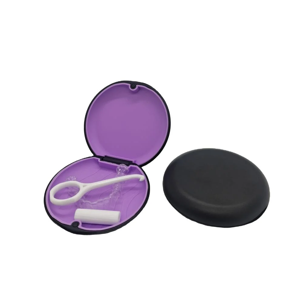 Aligner Case Plus Chewies and Brace Pull Tool Travel Retainer Box with Magnetic Closure for Denture Retainer