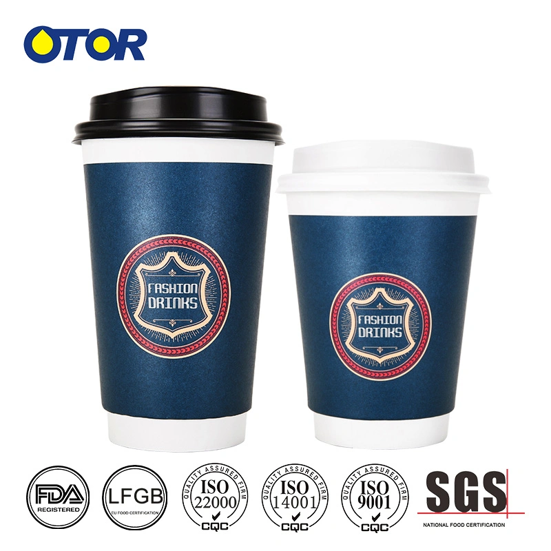 Otor 16oz Einweg-Papierbecher Doppelwand Trinkbecher heiß Tasse Kaffee Tasse Wasser Tasse