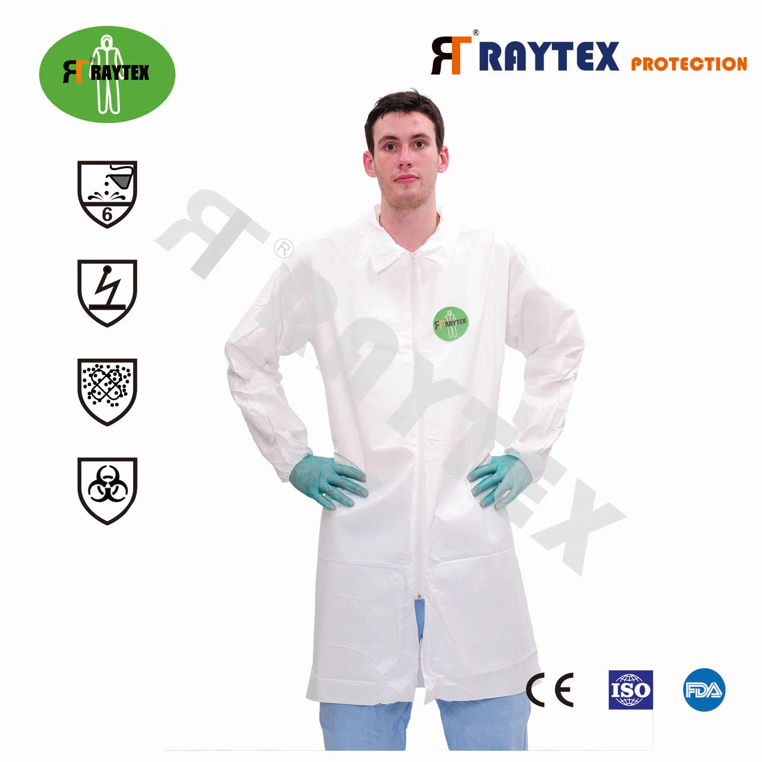 Disposable Microporous Lab Coat with Hook & Loop