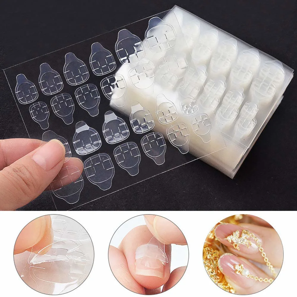 6cmx8cm 120PCS Double Sided False Nail Art Adhesive Tape Glue Sticker DIY Tips Fake Nail Acrylic Manicure Gel Makeup Tool