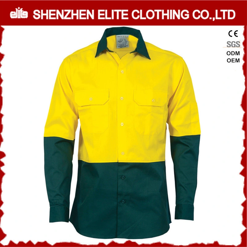 Vertical Cotton Mesh Back Ventilation Long Sleeves Fr Hi Vis Work Shirts