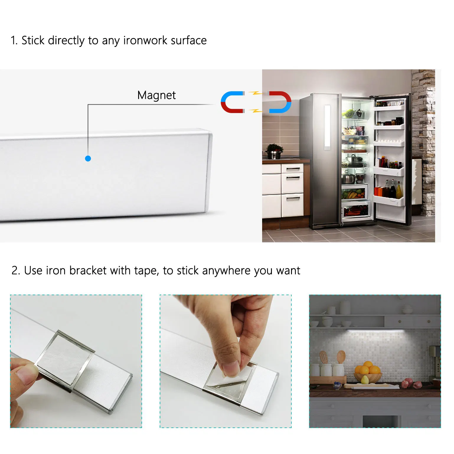 Battery Operated Lights Kitchen Under Cabinet Lighting USB Rechargeable Magnet LED Light