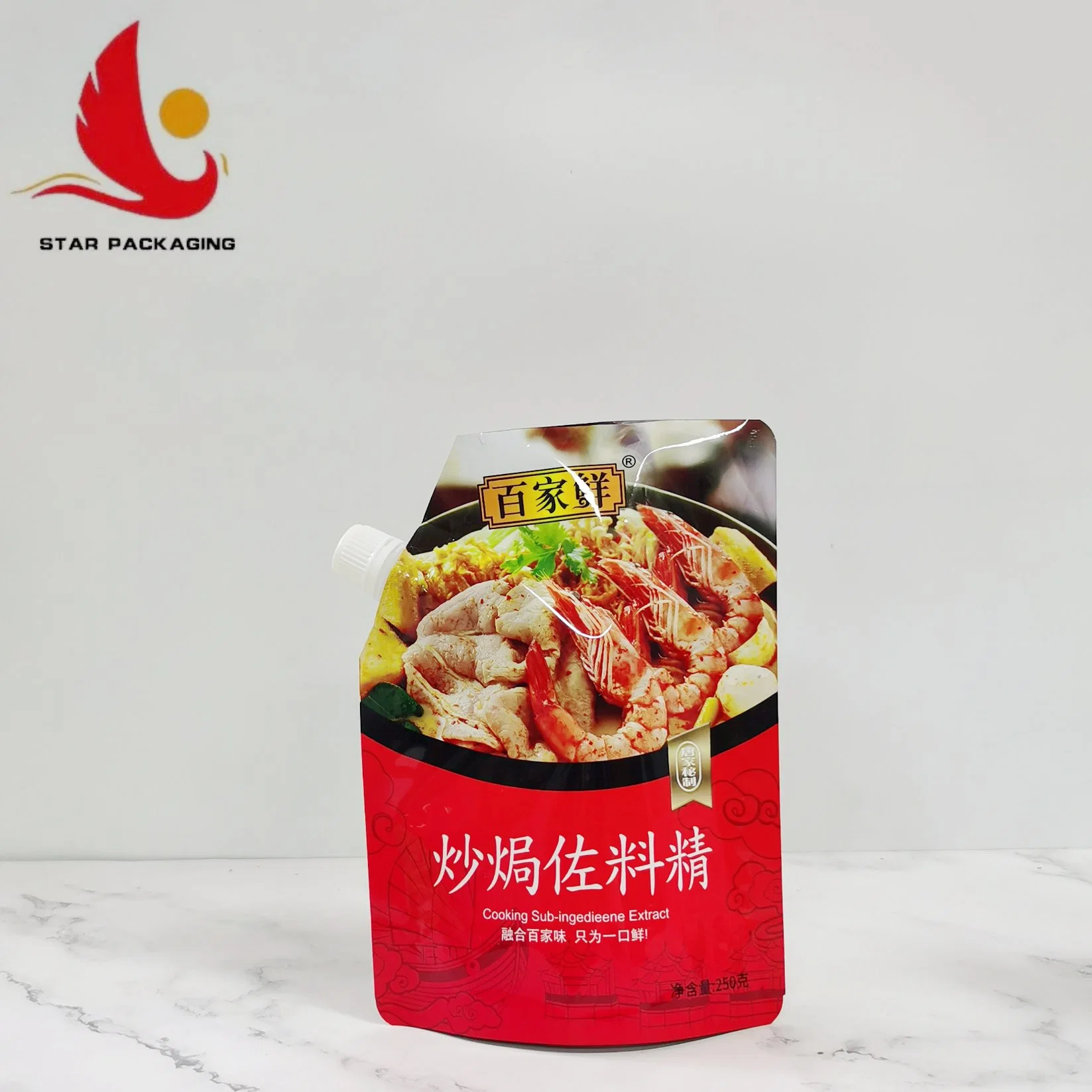 Custom Printed Food Plastic Packing Bag Spout Pouch with Seasoning