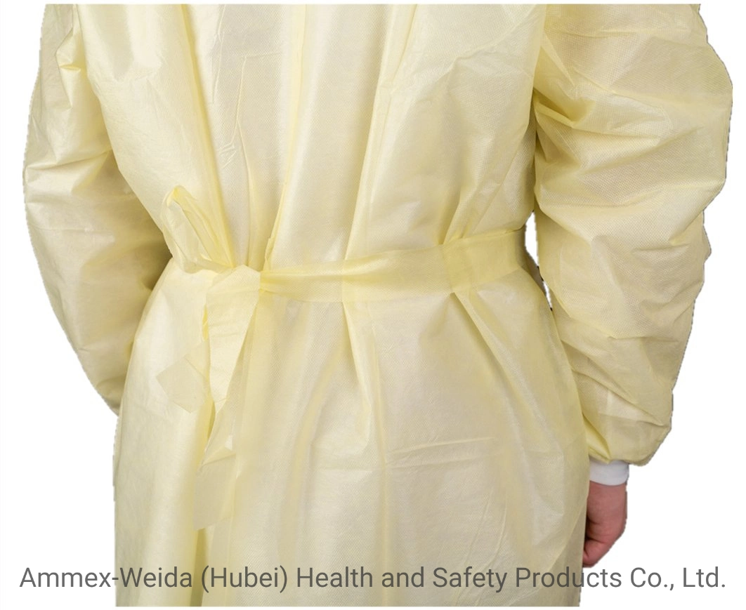 Disposable Good Protective Isolation Gown with Knitted Wrist by SMS Material for Prevent Bacterial and Splash