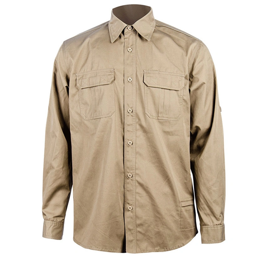 Custom Long Sleeve Solid Color Industrial Shirt Work Wear Shirt Manufacturer Turn Down Work Wear