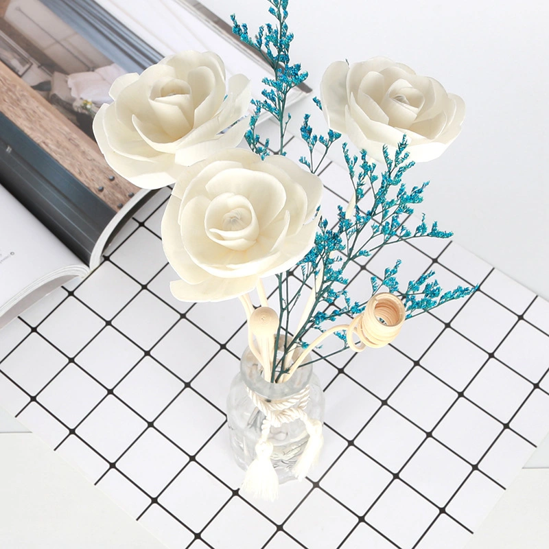 Handmade Dry Rose Artificial Plant Natural Wood Diffuser Reed Sticks Sola Flower for Home Aromatherapy